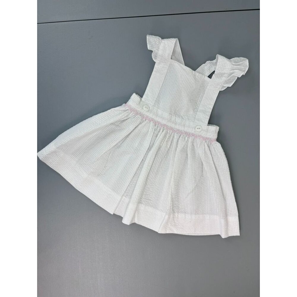 PA classics baby girl 9 months white seersucker overall‎ sleeveless sundress